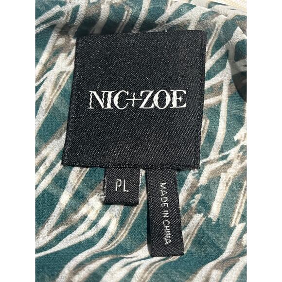 NIC+ZOE Asymmetrical Layered Dress Large Petite Green White Preppy Boho Chic - Picture 3 of 10